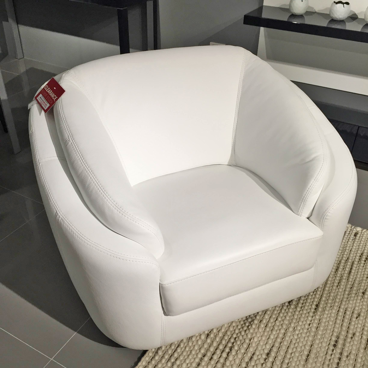 Crows Nest - Rusco Swivel Armchair White Leather - Beyond Furniture
