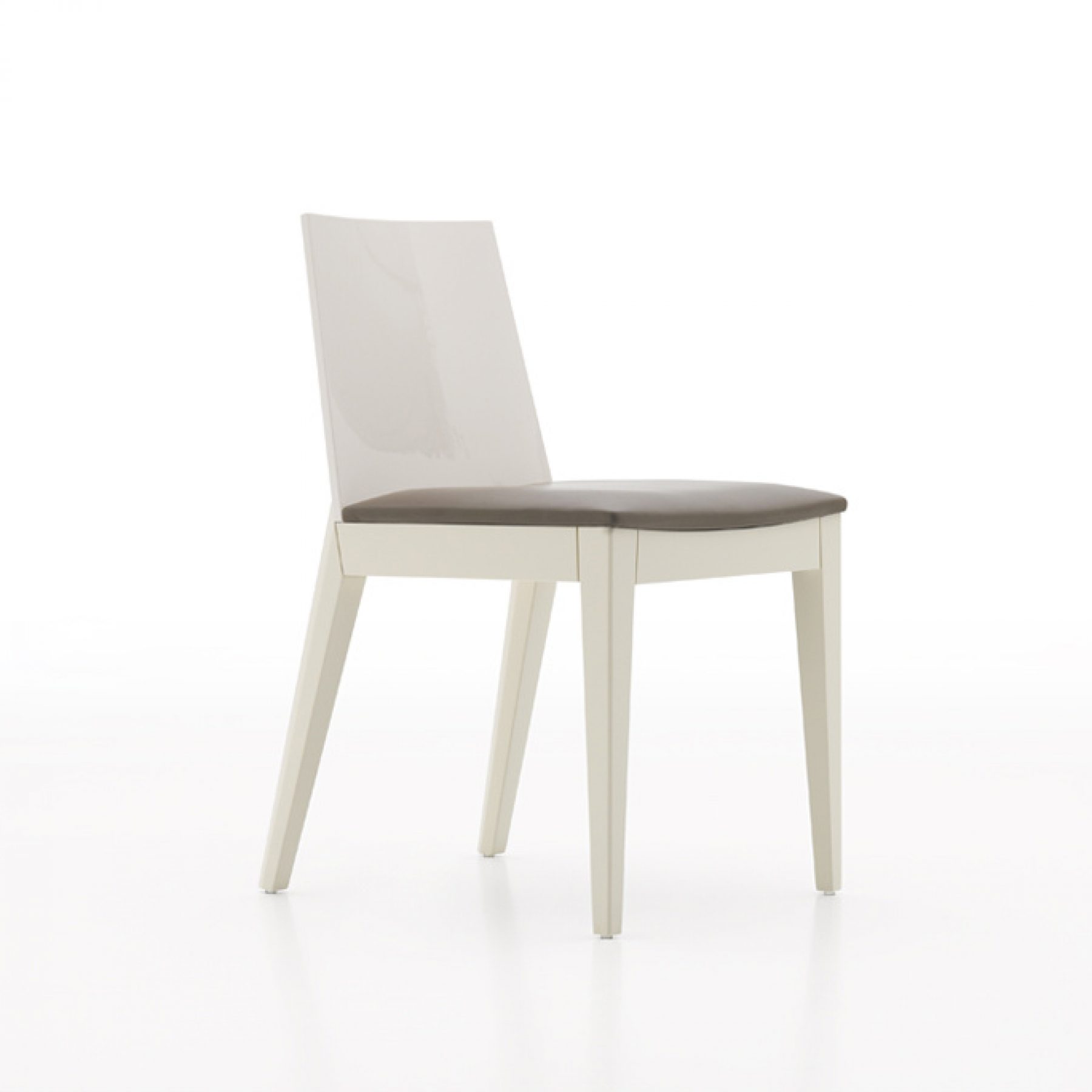 Ava Dining Chair Glossy Beige With Light Brown Leather Beyond Furniture