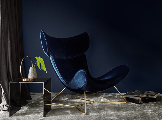 Imola Blue Velvet and Gold Armchair